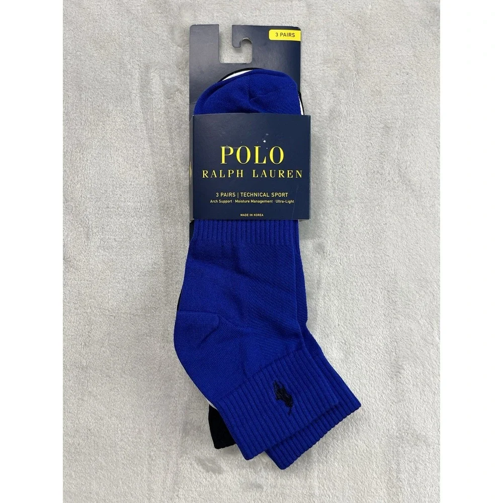 Polo Ralph Lauren 3Pair Socks Men 10-13 Technical Sport Arch Support Ultra Light